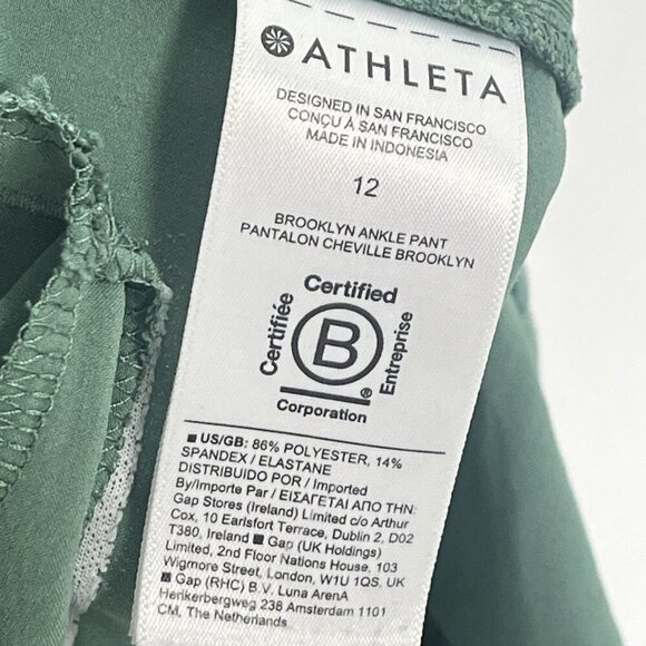Athleta Brooklyn Mid‑Rise Ankle Pant Joggers Athleisure Green Sz 12 - Picture 6 of 6